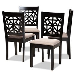 Baxton Studio Jackson Modern and Contemporary Sand Fabric Upholstered and Espresso Brown Finished Wood 4-Piece Dining Chair Set